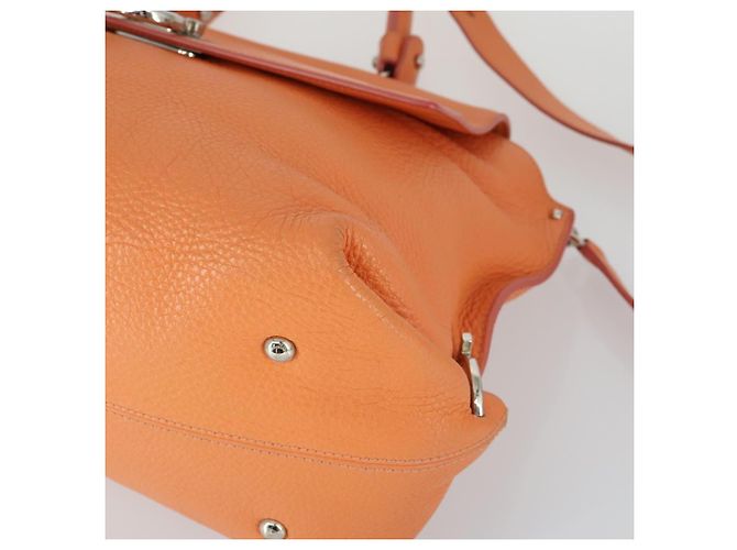 Salvatore Ferragamo Gancini Hand Bag Leather 2way Orange Silver - vista 15