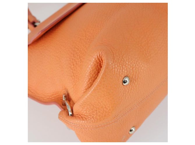 Salvatore Ferragamo Gancini Hand Bag Leather 2way Orange Silver - vista 16