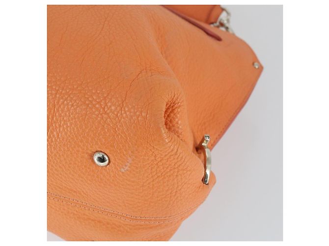 Salvatore Ferragamo Gancini Hand Bag Leather 2way Orange Silver - vista 17