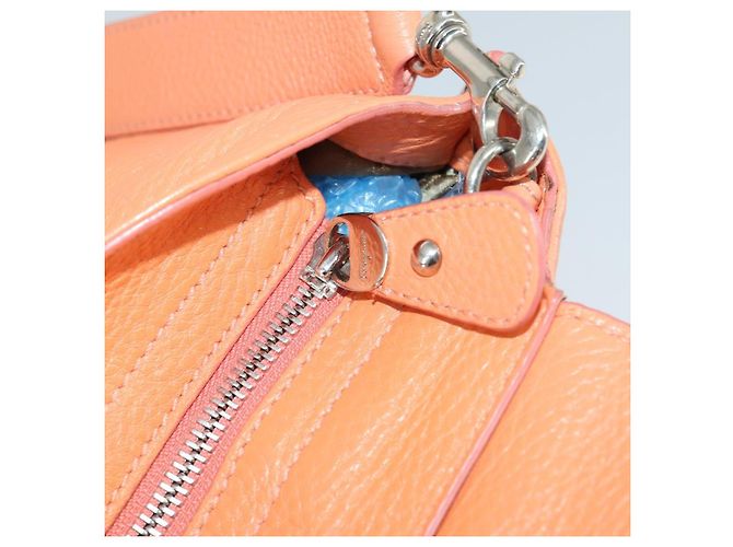 Salvatore Ferragamo Gancini Hand Bag Leather 2way Orange Silver - vista 21