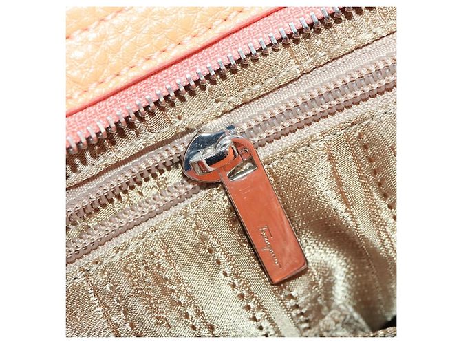 Salvatore Ferragamo Gancini Hand Bag Leather 2way Orange Silver - vista 25