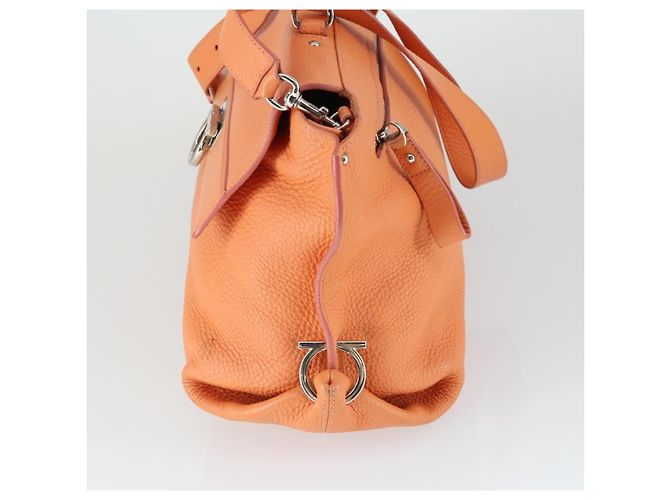 Salvatore Ferragamo Gancini Hand Bag Leather 2way Orange Silver - vista 3