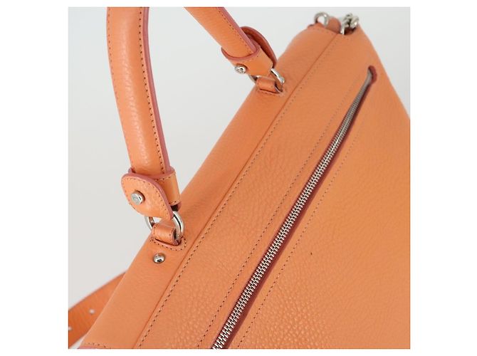 Salvatore Ferragamo Gancini Hand Bag Leather 2way Orange Silver - vista 6