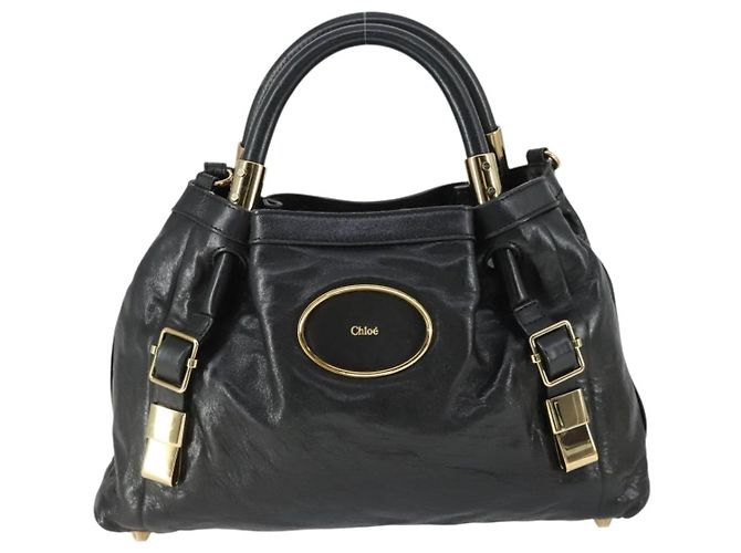 Chloé Chloe Victoria Handtasche Leder 2way Schwarz Gold - Ansicht 13
