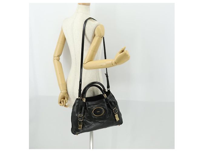 Chloé Chloe Victoria Handtasche Leder 2way Schwarz Gold - Ansicht 22