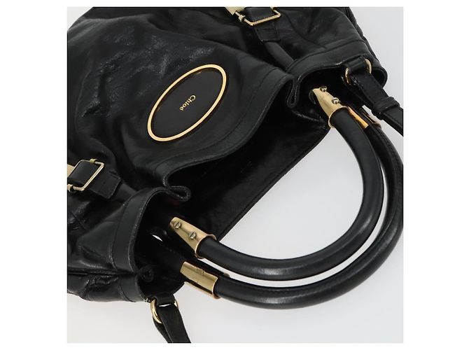 Chloé Chloe Victoria Handtasche Leder 2way Schwarz Gold - Ansicht 6