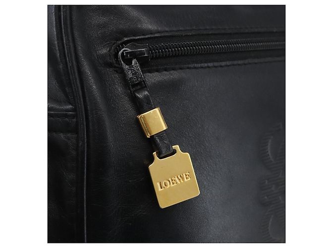 LOEWE Anagram Shoulder Bag Leather Black Gold - vista 10