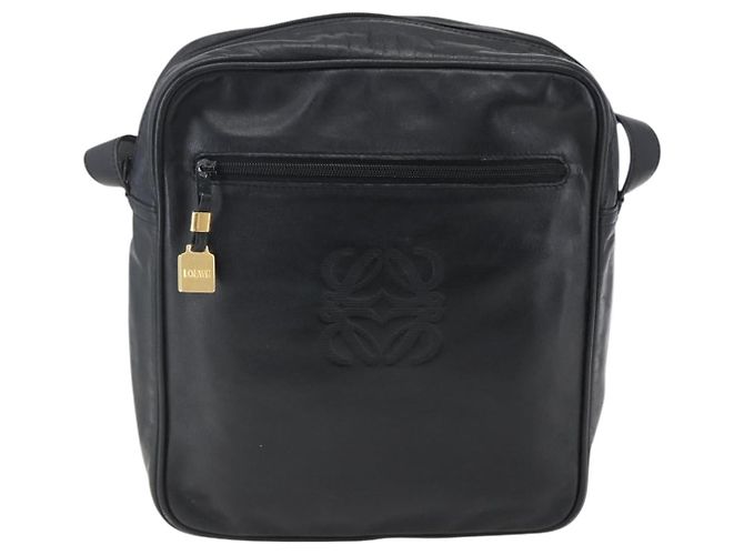 LOEWE Anagram Shoulder Bag Leather Black Gold - vista 13