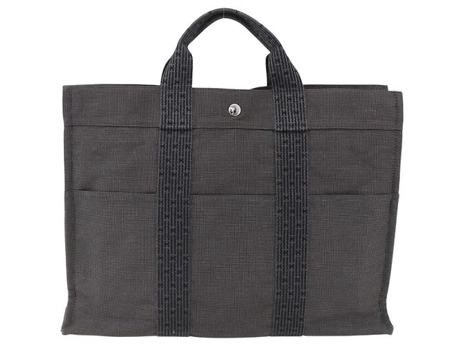 Hermès HERMES Her Line Tote MM Hand Bag Canvas Gray Silver - vista 13