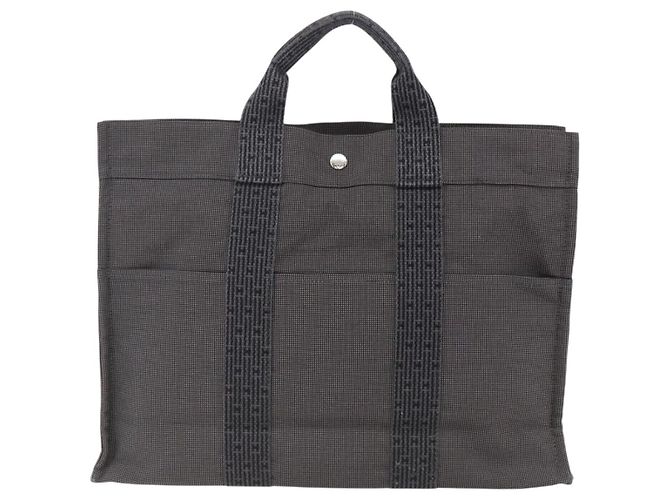 Hermès HERMES Her Line Tote MM Hand Bag Canvas Gray Silver - vista 2