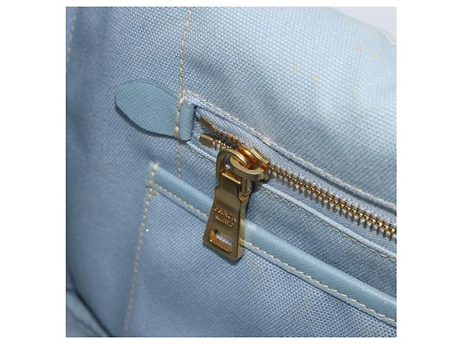 PRADA Canapa MM Hand Bag Canvas Light Blue Gold - vista 22