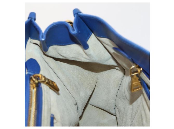 PRADA Handtasche Leder Canvas 2way Blau Gold - Ansicht 21