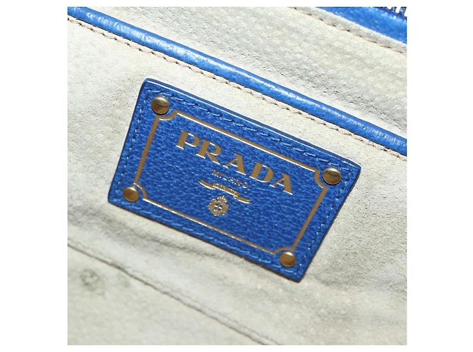 PRADA Handtasche Leder Canvas 2way Blau Gold - Ansicht 23