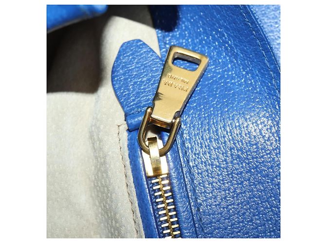 PRADA Handtasche Leder Canvas 2way Blau Gold - Ansicht 24