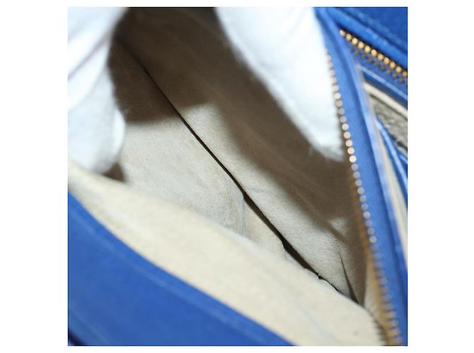 PRADA Handtasche Leder Canvas 2way Blau Gold - Ansicht 25