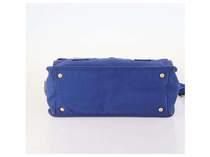 PRADA Handtasche Leder Canvas 2way Blau Gold - Ansicht 5