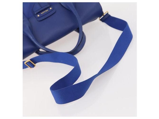 PRADA Handtasche Leder Canvas 2way Blau Gold - Ansicht 7
