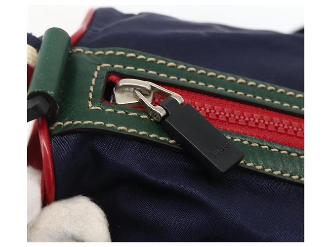 GUCCI Sherry Line Hand Bag Nylon 2way Navy Red 189657 - vista 10
