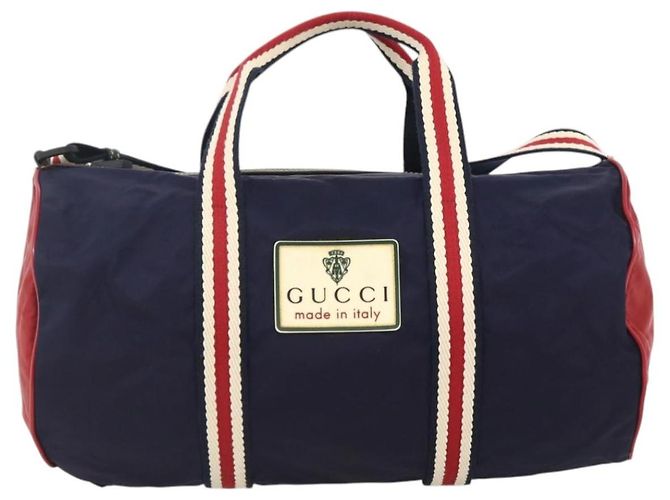 GUCCI Sherry Line Hand Bag Nylon 2way Navy Red 189657 - vista 13
