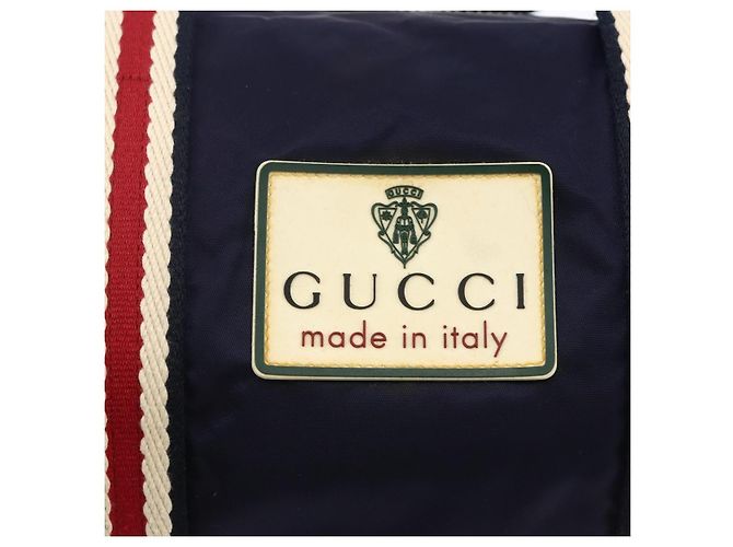 GUCCI Sherry Line Hand Bag Nylon 2way Navy Red 189657 - vista 19