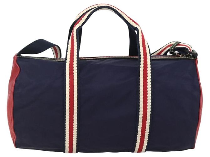GUCCI Sherry Line Hand Bag Nylon 2way Navy Red 189657 - vista 2