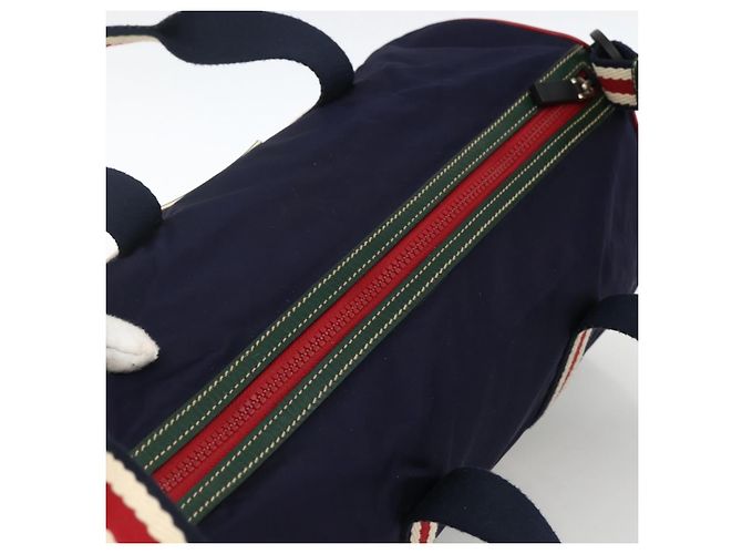GUCCI Sherry Line Hand Bag Nylon 2way Navy Red 189657 - vista 6