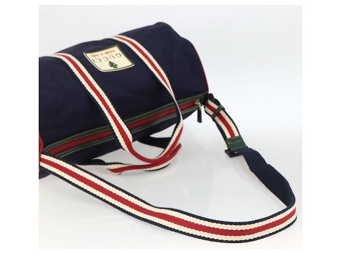 GUCCI Sherry Line Hand Bag Nylon 2way Navy Red 189657 - vista 8