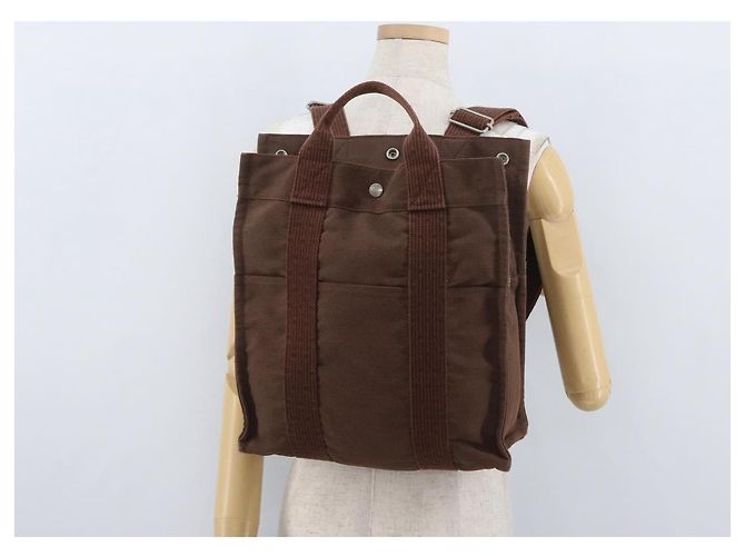 Hermès HERMES Her Line Sac A Dos Backpack Canvas Brown Silver - view 23
