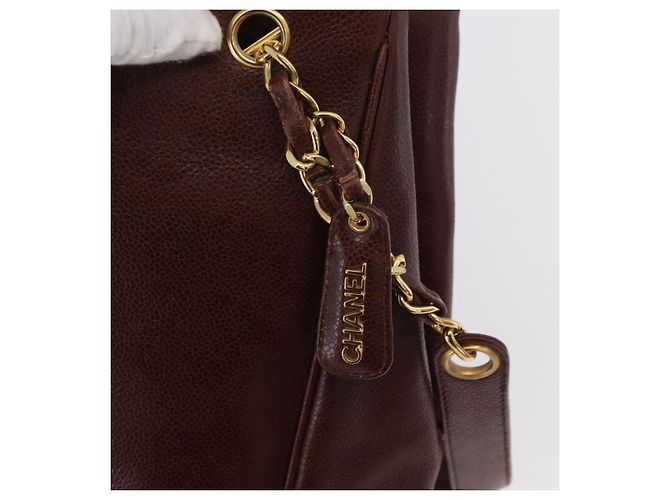 CHANEL Shoulder Bag Caviar Skin Brown Gold CC - vista 10