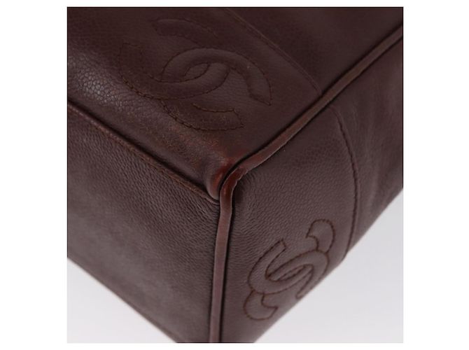 CHANEL Shoulder Bag Caviar Skin Brown Gold CC - vista 14