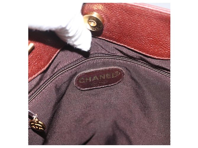 CHANEL Shoulder Bag Caviar Skin Brown Gold CC - vista 17