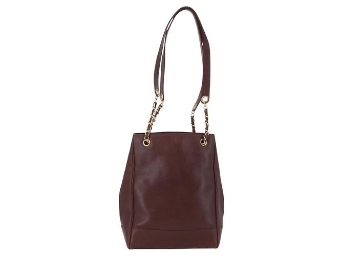 CHANEL Shoulder Bag Caviar Skin Brown Gold CC - vista 2