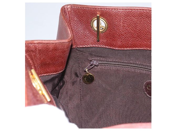 CHANEL Shoulder Bag Caviar Skin Brown Gold CC - vista 20