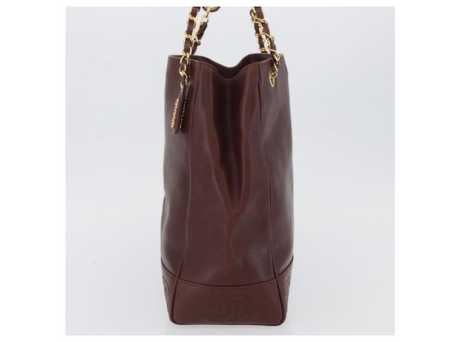 CHANEL Shoulder Bag Caviar Skin Brown Gold CC - vista 3