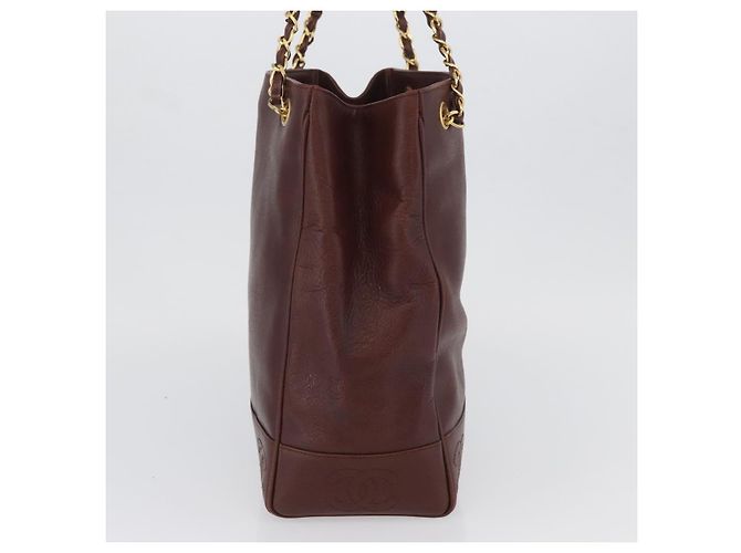 CHANEL Shoulder Bag Caviar Skin Brown Gold CC - vista 4