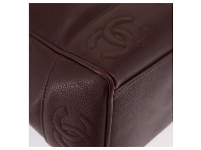 CHANEL Shoulder Bag Caviar Skin Brown Gold CC - vista 9