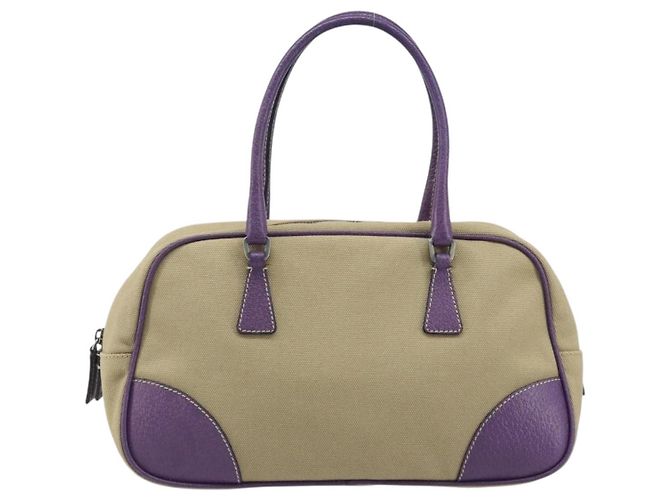PRADA Bolso de mano Canvas Beige Silver - vista 13