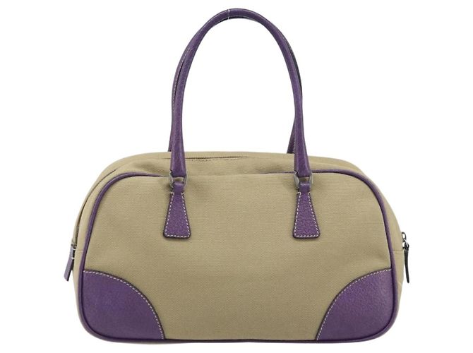 PRADA Bolso de mano Canvas Beige Silver - vista 2