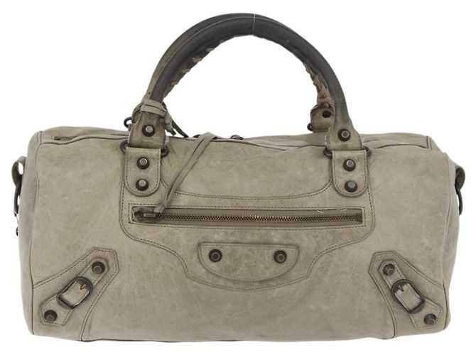 BALENCIAGA The Twiggy Hand Bag Leather 2way Ivory 128523 - vista 13