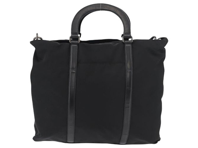 PRADA Hand Bag Nylon Leather 2way Black Silver - vista 2