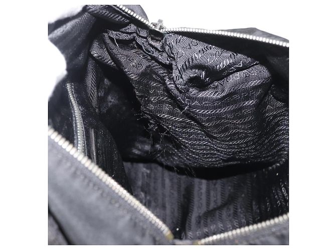 PRADA Hand Bag Nylon Leather 2way Black Silver - vista 21