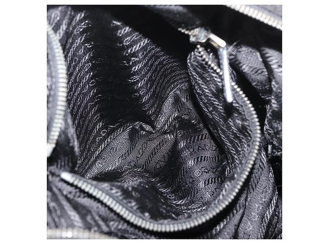 PRADA Hand Bag Nylon Leather 2way Black Silver - vista 24