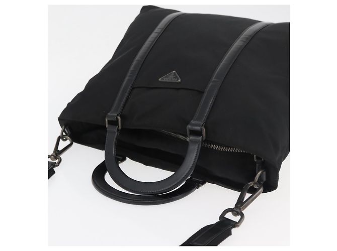PRADA Hand Bag Nylon Leather 2way Black Silver - vista 6