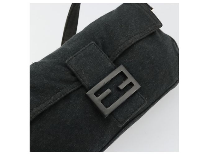 FENDI Mamma Baguette Shoulder Bag Cotton Gray Silver - view 17