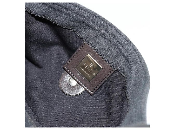 FENDI Mamma Baguette Shoulder Bag Cotton Gray Silver - view 19