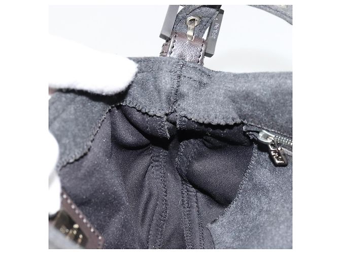 FENDI Mamma Baguette Shoulder Bag Cotton Gray Silver - view 21