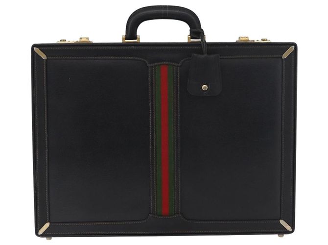 GUCCI Web Sherry Line Attache Case Leather Black Gold 016 067 1183 - Ansicht 13