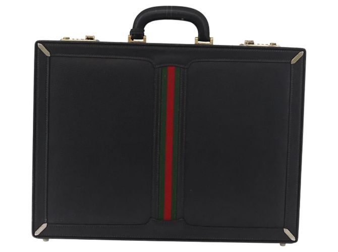 GUCCI Web Sherry Line Attache Case Leather Black Gold 016 067 1183 - Ansicht 2