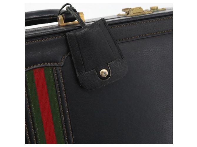 GUCCI Web Sherry Line Attache Case Leather Black Gold 016 067 1183 - Ansicht 21