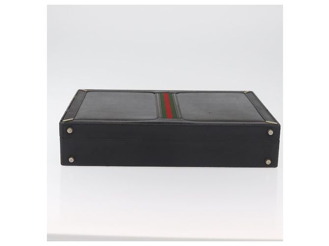 GUCCI Web Sherry Line Attache Case Leather Black Gold 016 067 1183 - Ansicht 5